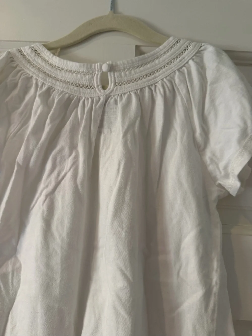 GAP White Smocked Neck Short Sleeve Girls' Top